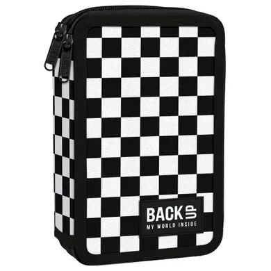 BackUp, penar cu 2 compartimente, cu rechizite scolare, Chessboard