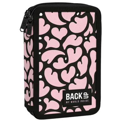 BackUp, penar cu 2 compartimente, cu rechizite scolare, Nude Hearts