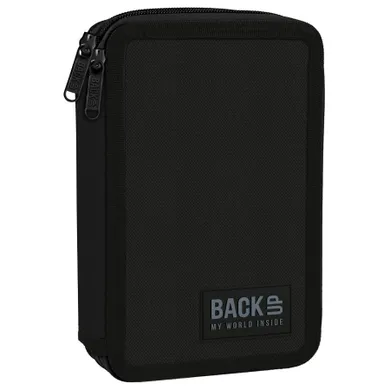 BackUp, penar dublu, cu rechizite scolare, negru