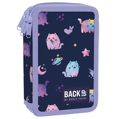 BackUp, penar triplu, cu rechizite scolare, Violet Kitten