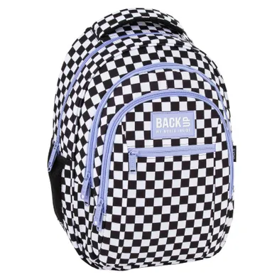 BackUp, rucsac pentru scoala, cu 3 compartimente, Carouri Violet