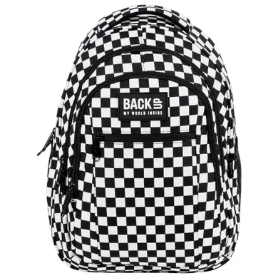 BackUp, rucsac pentru scoala, cu 3 compartimente, Chessboard