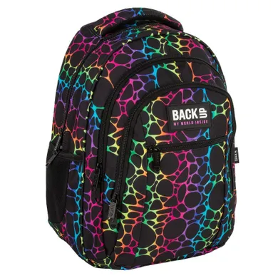 BackUp, rucsac pentru scoala, cu 3 compartimente, Fluo