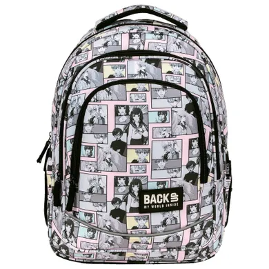 BackUp, rucsac pentru scoala, cu 3 compartimente, Manga Pastel