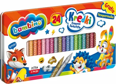Bambino, creioane colorate cu ascutitoare, 24 de culori