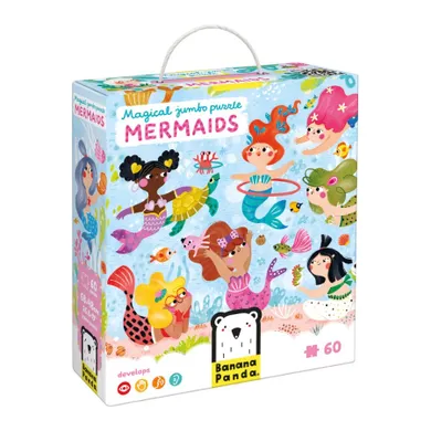Banana Panda, Magical Jumbo Puzzle Sirene, set de puzzle-uri, pentru varsta de 4+, 60 piese