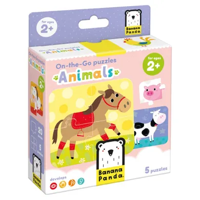 Banana Panda, On-the-Go Puzzle Animale, set de puzzle-uri, pentru varsta de 2+, 20 piese