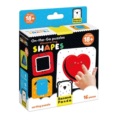 Banana Panda, On-the-Go Puzzle Descoperirea formelor, set creativ de puzzle-uri, pentru varsta de 18 luni+, 16 piese