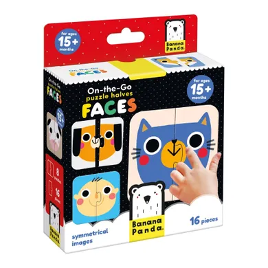 Banana Panda, On-the-Go Puzzle Jumatati de fete, set creativ de puzzle-uri, pentru varsta de 15 luni+, 16 piese