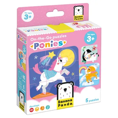 Banana Panda, On-the-Go Puzzle Ponei, set de puzzle-uri, pentru varsta de 3+, 45 piese