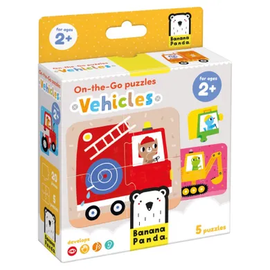 Banana Panda, On-the-Go Puzzle Vehicule, set de puzzle-uri, pentru varsta de 2+, 20 piese