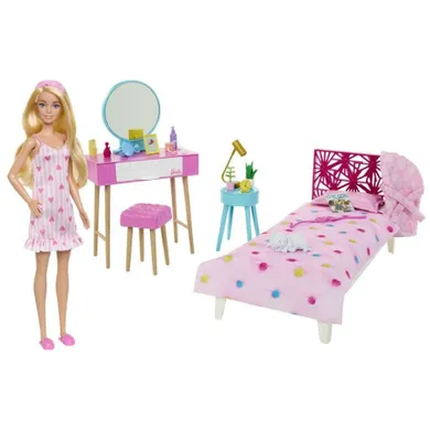 Barbie, Bedroom, set de joaca cu papusa si accesorii