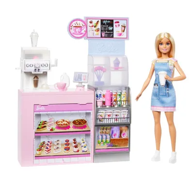 Barbie, Cafenea, set de joaca cu papusa si accesorii