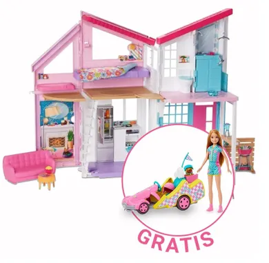 Barbie, Casa in Malibu + Kartul Stacie gratuit, set promotional cu papusa
