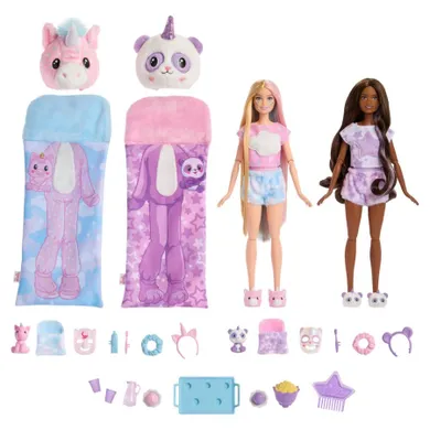Barbie, Cutie Reveal, Pijama Party, 2 papusi si accesorii
