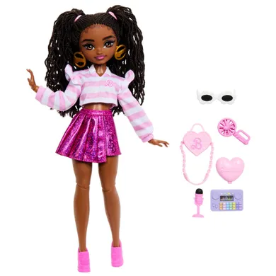 Barbie, Dream Besties, bruneta in fusta roz, papusa si accesorii