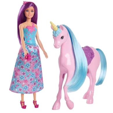 Barbie, Papusa si unicorn, set de joaca