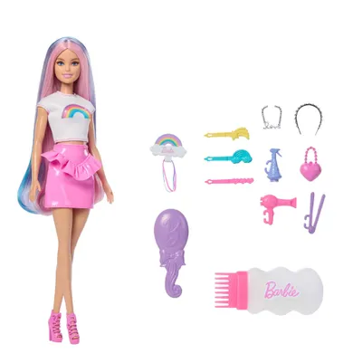 Barbie, Par stralucitor in culorile curcubeului, papusa si accesorii, JJP07