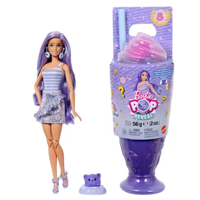 Barbie, Pop Reveal, Stylish Dessert, papusa cu accesorii, set violet