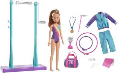 Barbie, Stacie Gimnasta, set cu papusa si accesorii