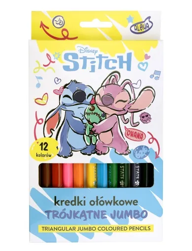 Beniamin, Lilo si Stitch, creioane colorate, triunghiular jumbo, 12 culoare