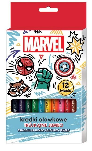 Beniamin, The Avengers, creioane colorate, triunghiular, jumbo, 12 culoare