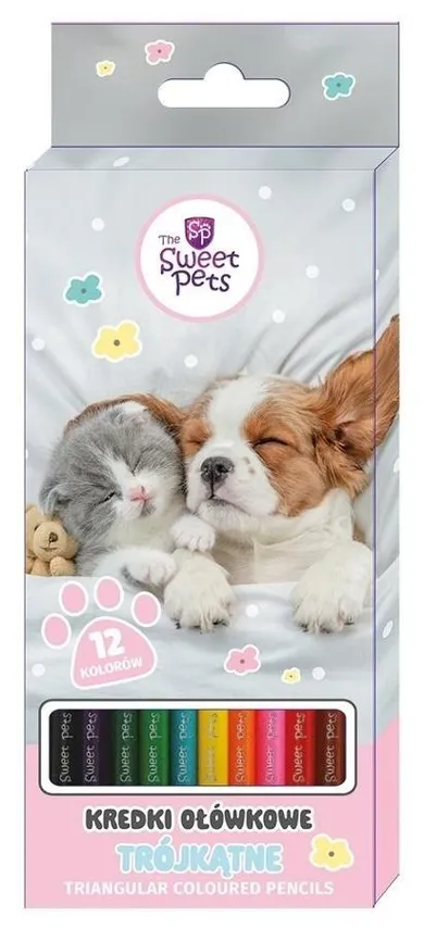 Beniamin, The Sweet Pets, creioane colorate, triunghiular, 12 culoare