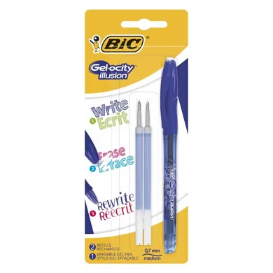 Bic, Gel-ocity Illusion, pix cu cerneala care se sterge, albastru, 1+2 buc.
