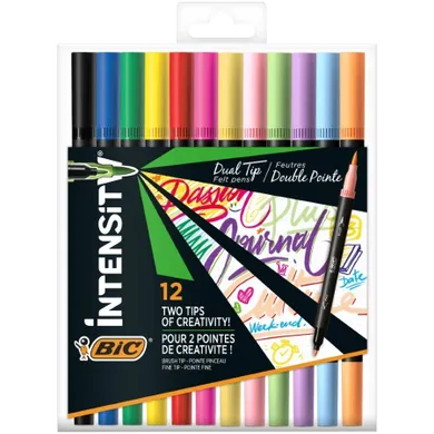 Bic, Intensity Dual Tip, Classic+Pastel, marker dublu, 12 buc.