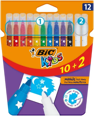 Bic, Kids, Coulour Erase, carioci, 10 culoare + 2