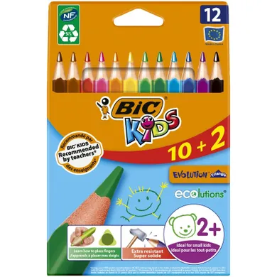 Bic, Kids, Evolution Triangle, creioane triangular, 12 culoare