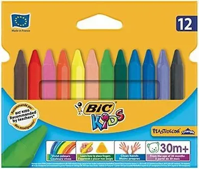 Bic, Kids, Plastidecor Triangle, creioane cerate, 12 culoare