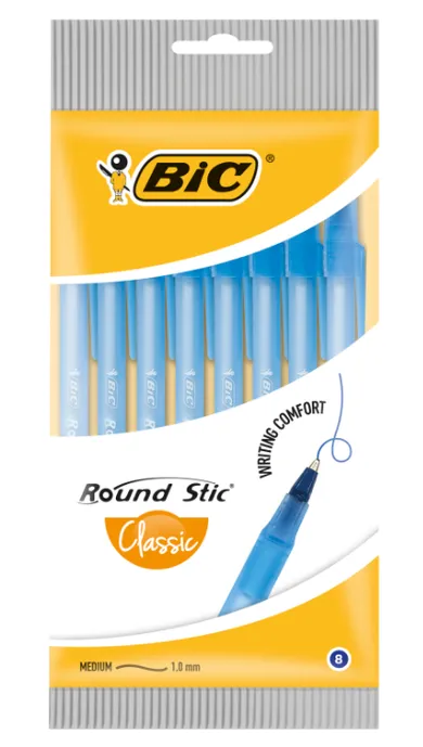 Bic, Round Stic Classic, pix, albastru, 8 buc.