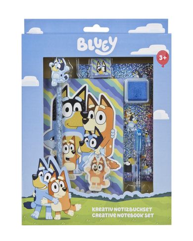 Bluey, set creativ cu bloc de notite, penita, stilou, stampila si autocolante