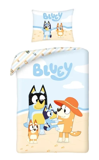 Bluey, set lenjerie de pat single, din bumbac, 140-200 cm