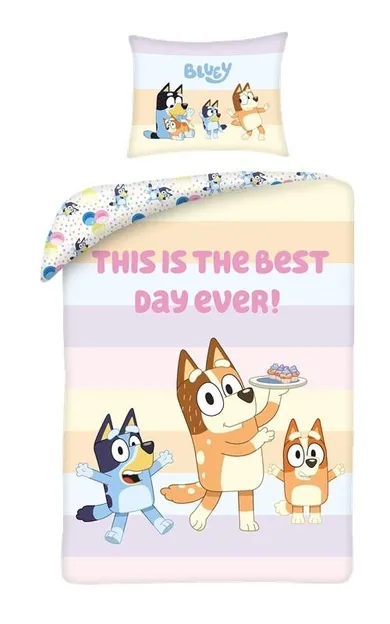Bluey, set lenjerie de pat single, din bumbac, 160-200 cm