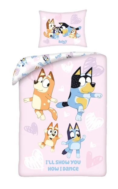Bluey, set lenjerie de pat single, din bumbac, 160-200 cm