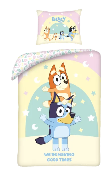 Bluey, set lenjerie de pat single, din bumbac, 160-200 cm