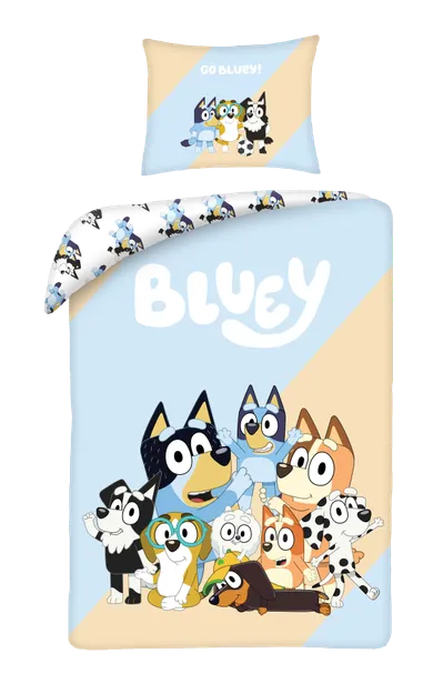 Bluey, set lenjerie de pat single, din bumbac, 160-200 cm