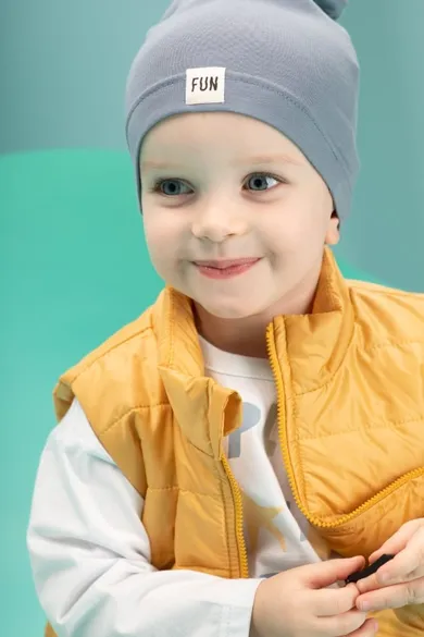 Caciulita pentru baieti, albastru, imprimeu Fun, brand Pinokio