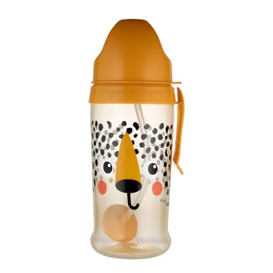 Canpol babies, BabiesBoo, Ghepard, sticla anti-varsare si pai cu greutate, portocaliu, 350 ml