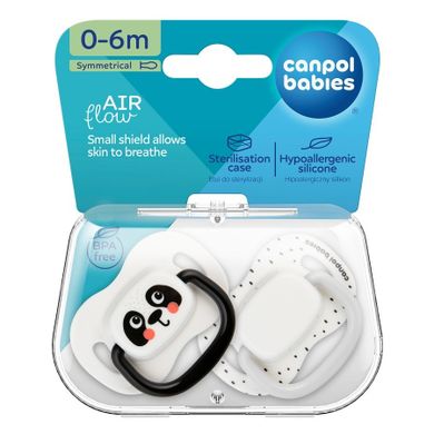 Canpol babies, BabiesBoo, suzeta din silicon, simetrica, alb, 0-6 luni, 2 buc.