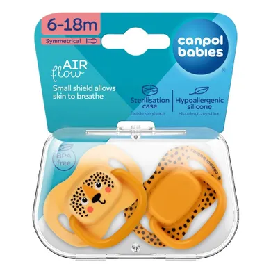 Canpol babies, BabiesBoo, suzeta din silicon, simetrica, portocaliu, 6-18 luni, 2 buc.
