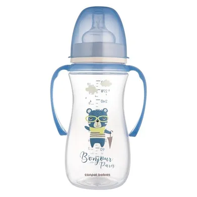 Canpol babies, EasyStart, Bonjour Paris, biberon anticolici cu manere, albastru, 300 ml