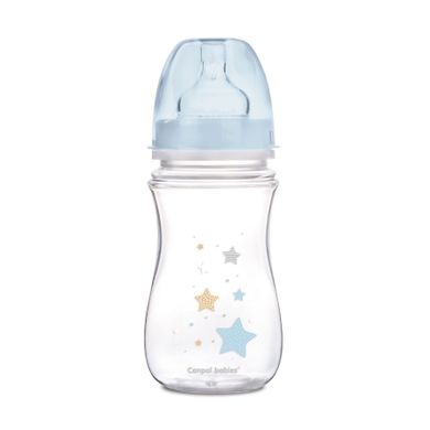 Canpol babies, EasyStart, Newborn baby, biberon cu gatul larg, 240 ml, albastru, 3m+