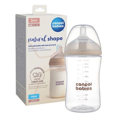 Canpol babies, Natural Shape, biberon cu tetina doua zone, 260 ml