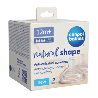 Canpol babies, Natural Shape, tetina doua zone anti-colic, 12 luni+, 2 buc.