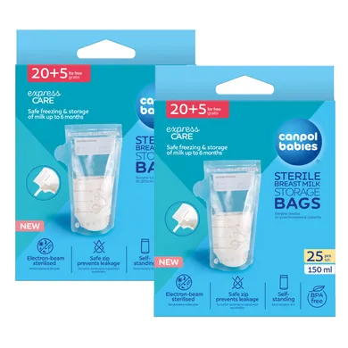 Canpol babies, pungi pentru stocarea laptelui matern, 150 ml, 2-25 buc.