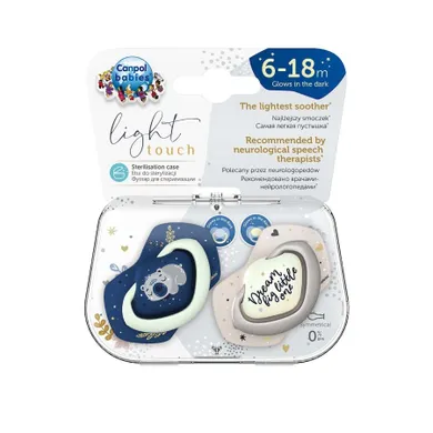 Canpol babies, Sleepy Koala, suzeta din silicon, simetrica, 6-18m, 2 buc., albastru