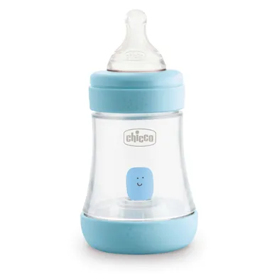 Chicco, Perfect5, biberon anti-colic, tetina din silicon, debit lent, albastru, 0 luni+, 150 ml